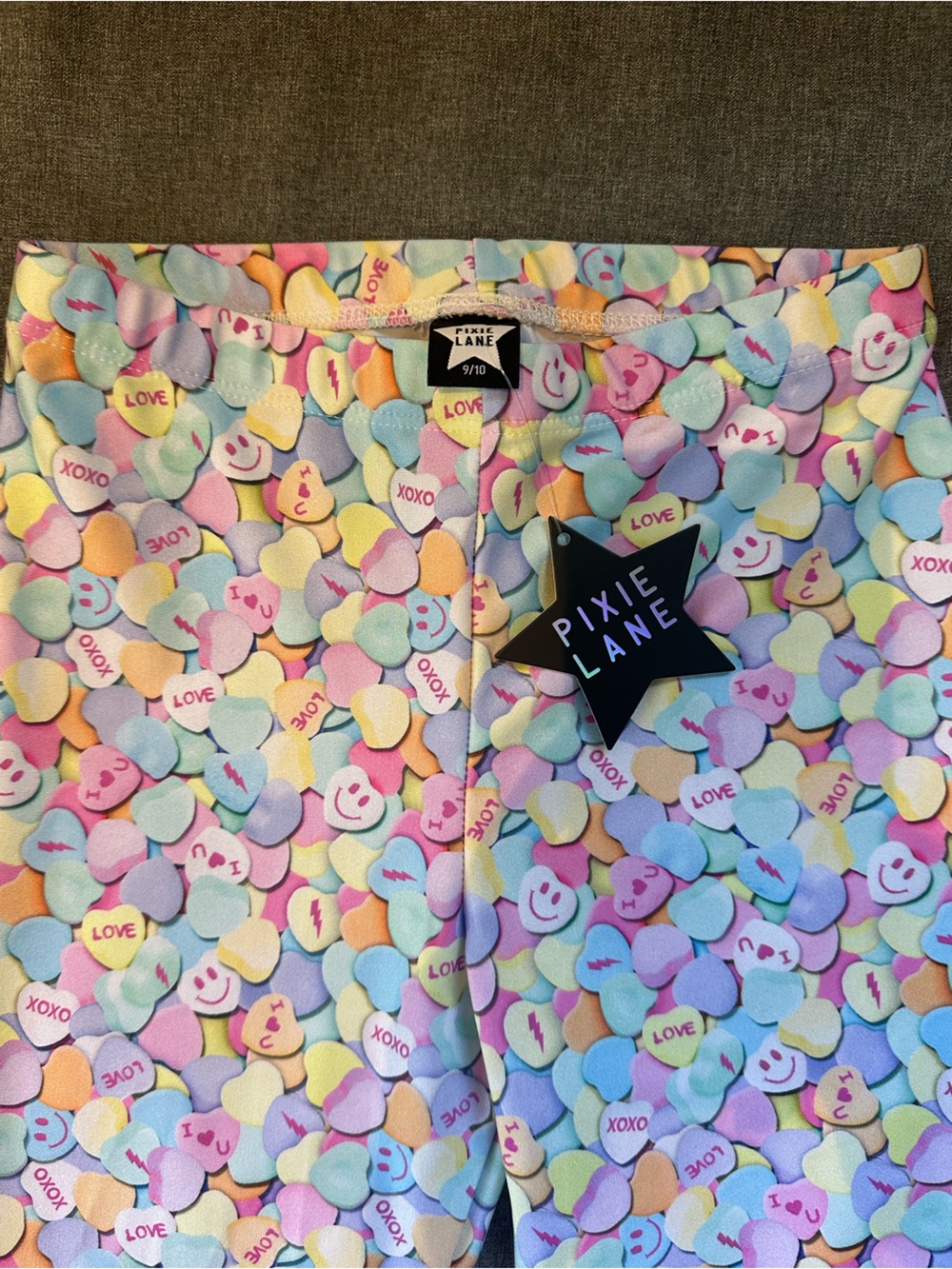 Pixie Lane Girls Pastel Conversation Heart Leggings Size 9/10